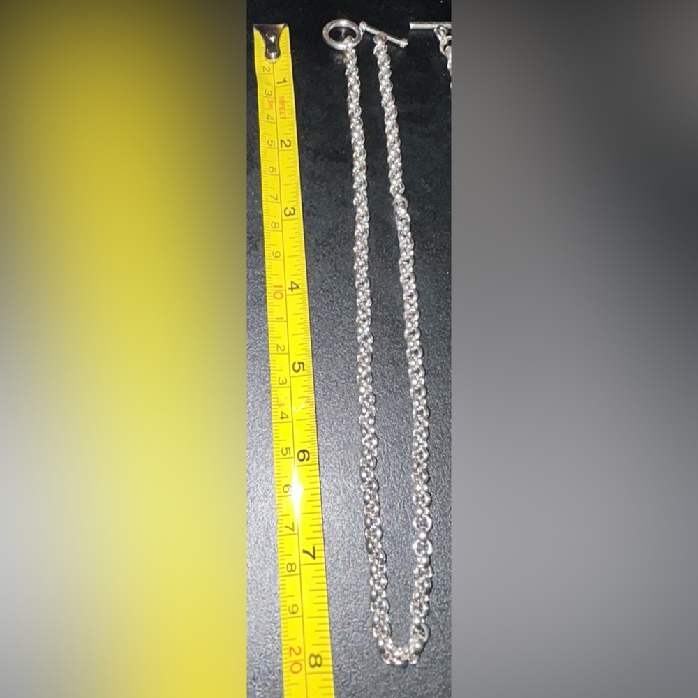 .925 Solid Sterling Silver Rolo Chain/Bracelt Set… - image 2